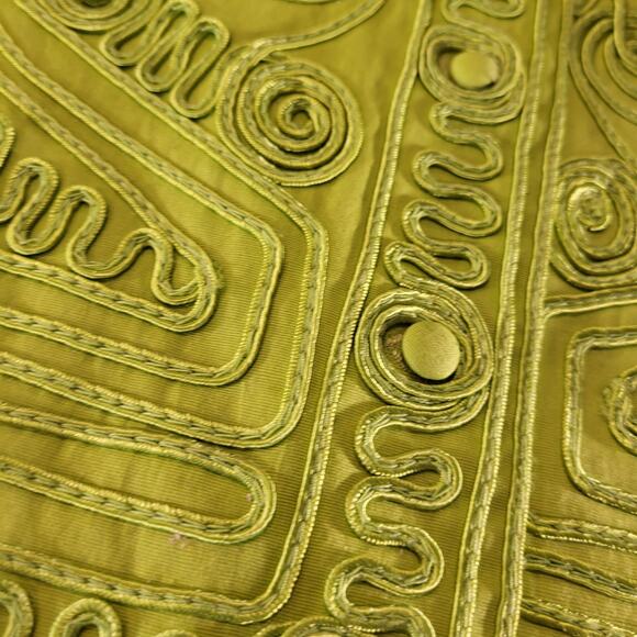 Joni B. Vintage Green Piped Button Front Long Sleeve Embellished 19" P2P - Picture 5 of 13